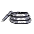 Filhome Personalized Reflective Spiked Dog Collar with Engraved Name Plate Custom Puppy Pet Leather Studded Dog Collar