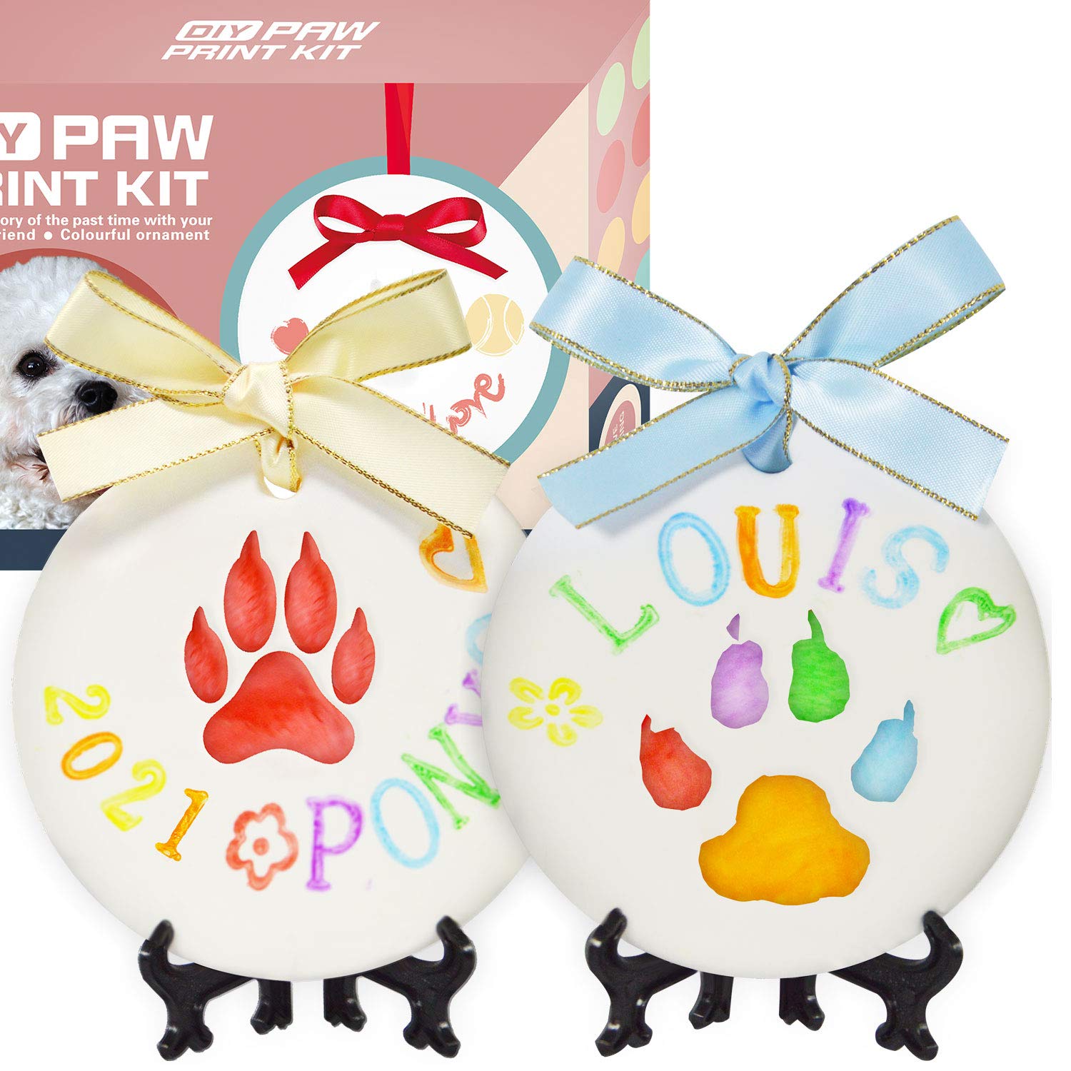AZSSMUK Pawprint Keepsake Kit Dog or Cat Paw Print for Christmas Ornament Non-Toxic Light Clay Air-Dries Soft
