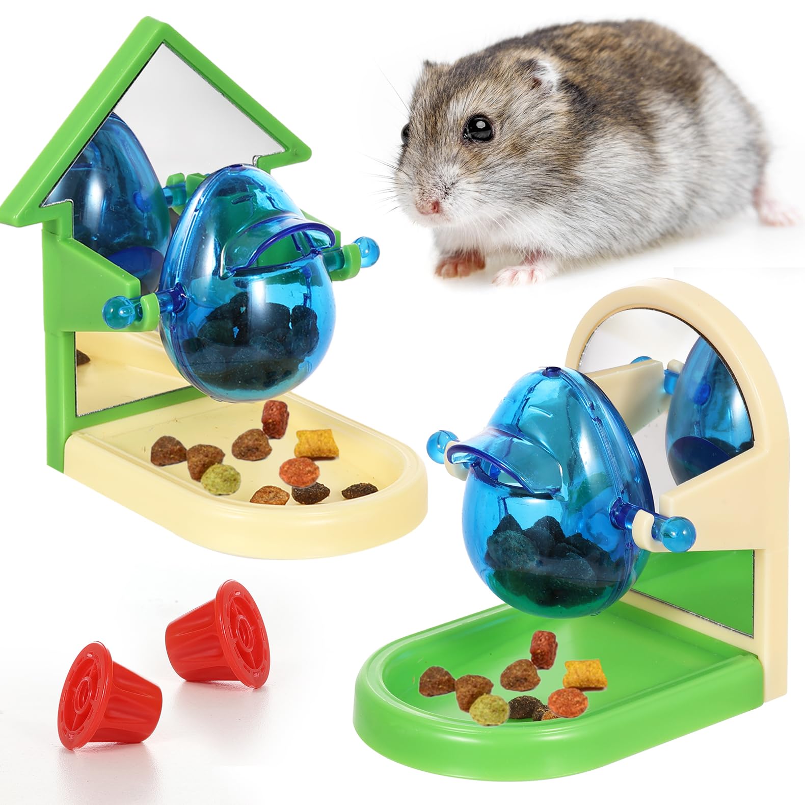 NEOGULY 2 Pack Rat Enrichment Toys Interactive Foraging Toys for Rats Rat Enrichment Puzzle Games Treat Dispensing Slow Feeder Pet Rat Cage Accessories Toy for Rat Hamster Chinchilla Hedgehog