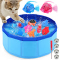 Palksky Cat Toy Pool with Fish Cat Enrichment Toys for Indoor Cats Cat Water Toys for Cats Cat Pool with 2PCS Robotic Swimming Fish and 6PCS Silicone Fish