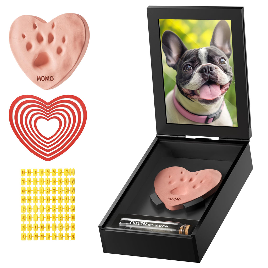 Grarry Pet Memorial Shadow Box with Paw Print Impression Ornament Kit 4”X6”Dog Memorial Picture Frame Gifts for Dog Cat Acrylic Loss of Dogs Sympathy Gift with Pet Hair Keepsake Bottle for Pet Lover
