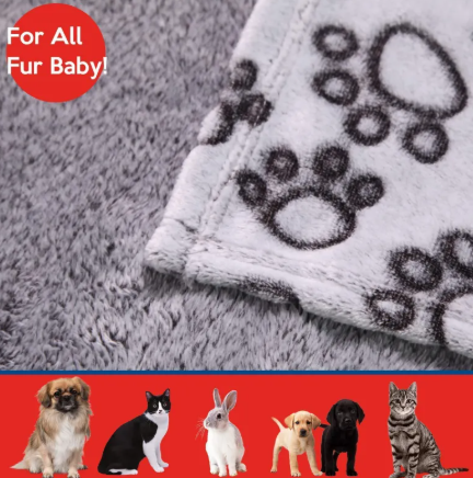 Flannel Pet Blanket with Paw Prints