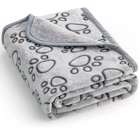 Flannel Pet Blanket with Paw Prints